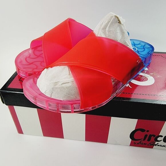 Circus by Sam Edelman Jaylee Ombre Crossband Jelly Slide Sandals 8 Blue Pink - Picture 2 of 8